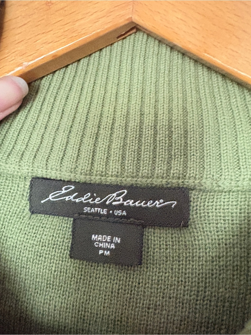 Eddie Bauer Fair Isle Merino Wool half Zip Sweater Green Petite Medium PM EUC - Picture 6 of 13